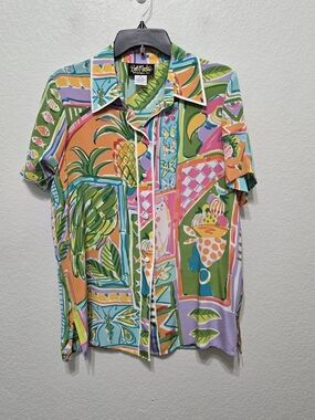 Vintage Bob Mackie Wearable Art Button Up Shirt Size S